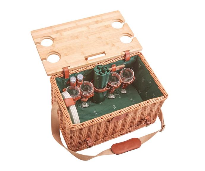 [**Les Jardins De La Comtesse Saint-Honore Picnic Basket 4 Person $415, Amara**](https://www.amara.com/au/products/saint-honore-picnic-basket-4-person-green|target="_blank"|rel="nofollow") 

For a little bit of luxury, this wide wicker picnic hamper has all you need for 4 people. Measuring a generous H28xW45xD28cm, the plates are porcelain and the glasses are actually glass. The pretty polka dot lining is insulated and removable for easy cleaning. **[SHOP NOW.](https://www.amara.com/au/products/saint-honore-picnic-basket-4-person-green|target="_blank"|rel="nofollow")**