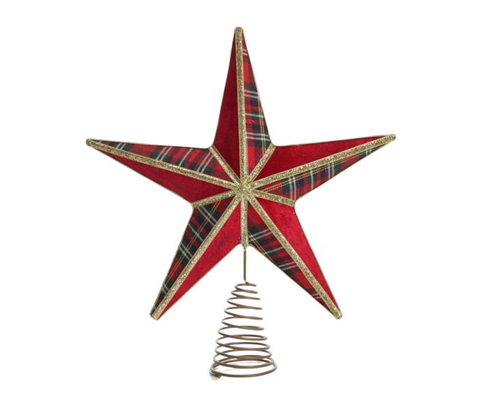 **[Tartan and Gold Trim 3D Star Christmas Tree Topper, $59.95, The Christmas Cart](https://www.thechristmascart.com.au/tartan-and-gold-trim-3d-star-christmas-tree-topper.html|target="_blank"|rel="nofollow")**

A classic Christmas star but with a twist, this plaid pattern will finish off your tree beautifully with some Scottish festive joy. **[SHOP NOW.](https://www.thechristmascart.com.au/tartan-and-gold-trim-3d-star-christmas-tree-topper.html|target="_blank"|rel="nofollow")**