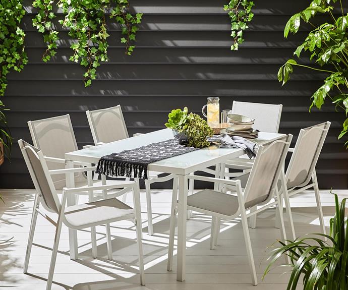 Enjoy outdoor meals all summer long with this **[7 piece outdoor dining set, $399. ](https://www.kmart.com.au/product/7-piece-outdoor-dining-set---white/3839346|target="_blank"|rel="nofollow")**