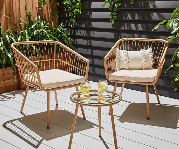 Create the perfect outdoor entertaining area with the [**3 piece Chelsea Dining Set, $249.**](https://www.kmart.com.au/product/3-piece-chelsea-set/3768329|target="_blank"|rel="nofollow")