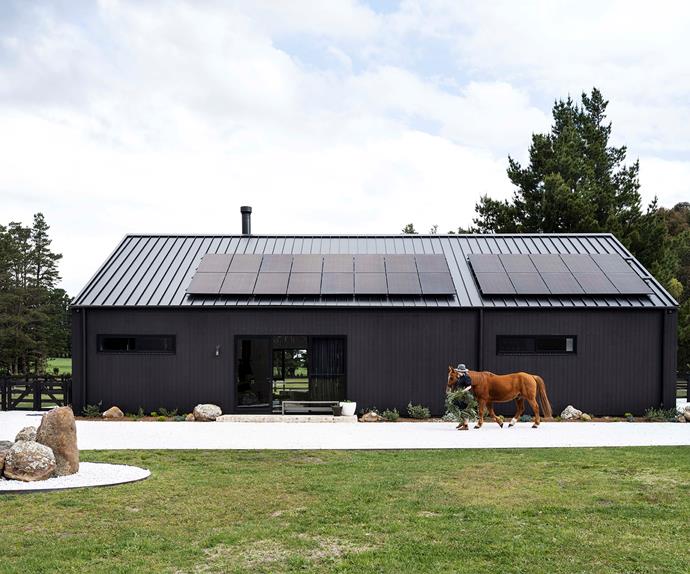 Modern black barn style home exterior