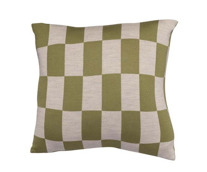 **[100% Australian merino wool cushion, $155 (55 x 55cm), Curio](https://curiopractice.com.au/collections/cushion/products/cherry-pop-cushion|target="_blank")** 
<br></br> 
Curio is known for their heirloom quality wool blankets, but not every blanket in the factory will meet their strict quality standards. Blankets with slight faults are then turned into made-to-order cushions and stuffed with a soft filling made from 100% recycled plastic water bottles. Complementary shipping within Australia. Available in wheatgrass, lavender, splash, navy and cherry. 