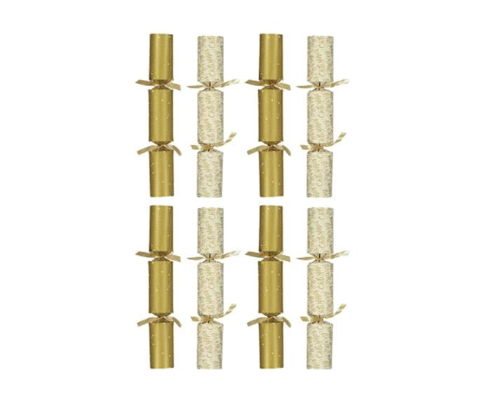 **[8 Pack Crackers, $4.50](https://www.kmart.com.au/product/8-pack-crackers/3808368|target="_blank"|rel="nofollow")**

These metallic Christmas crackers will give any holiday tablescape a contemporary face lift. 

