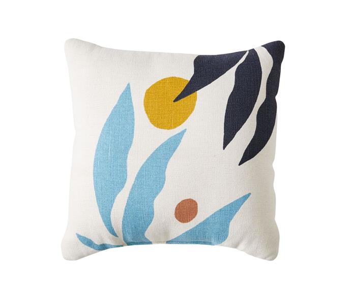 **[Graphic fronds cushion, on sale $55, West Elm](https://www.westelm.com.au/outdoor-graphic-fronds-pillow-t6043|target="_blank"|rel="nofollow")**

Also with filling made from plastic bottles and fair-trade certified, is this modern cushion from West Elm. Featuring a graphic design, and jute and cotton cover, this colourful piece makes the perfect statement pillow. **[SHOP NOW.](https://www.westelm.com.au/outdoor-graphic-fronds-pillow-t6043|target="_blank"|rel="nofollow")**