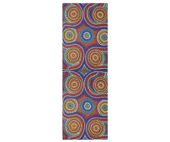 **['Family' yoga mat, $114.95, Recycled Mats](https://www.recycledmats.com.au/family|target="_blank"|rel="nofollow")**
<br> 
Get fit, support a talented artist and care for the earth at the same time with this multi-coloured yoga mat featuring a print by contemporary Indigenous artist Anna Connell who receives 10% from every mat sold. Not only is the mat made from 100% natural rubber with a recycled microfibre top, it comes packaged in cardboard with a hemp carry strap. 
<br>
**[SHOP NOW](https://www.recycledmats.com.au/family|target="_blank"|rel="nofollow")**