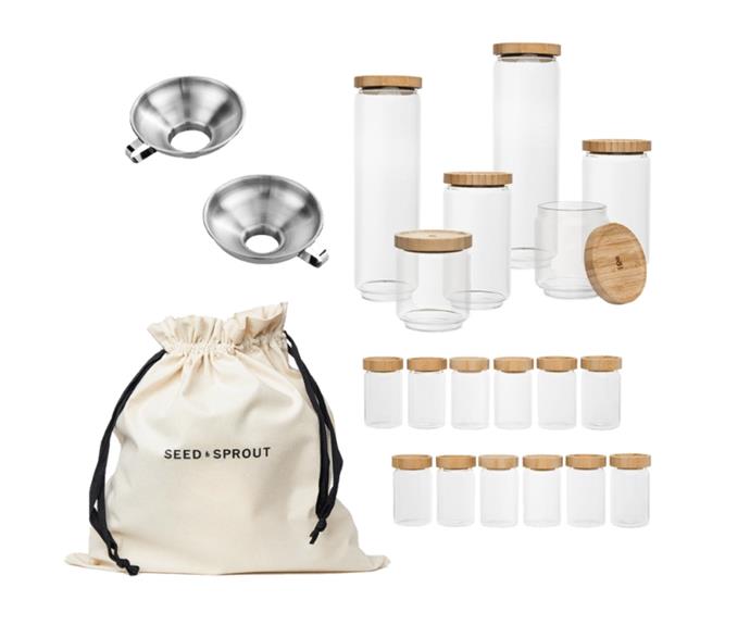 **[Pantry makeover gift set, $159, Seed & Sprout](https://seedsprout.com.au/collections/bundle-and-save/products/pantry-makeover-gift-set|target="_blank"|rel="nofollow")**
<br> 
The folks at Seed & Sprout love pantry organisation, but they also love the earth. Each glass pantry container is designed in Australia and made to last from high quality materials. Get your pantry in order with their Pantry Makeover Gift Set, which comes with 12 spice jars, food funnels and more.
<br> 
**[SHOP NOW](https://seedsprout.com.au/collections/bundle-and-save/products/pantry-makeover-gift-set|target="_blank"|rel="nofollow")**
