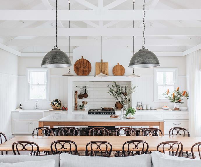 This kitchen in Berry, NSW, is part of a larger space that includes living and dining, and is filled with the cosy character of a traditional farmhouse. "The beauty is in the details," shares owner Caroline. 