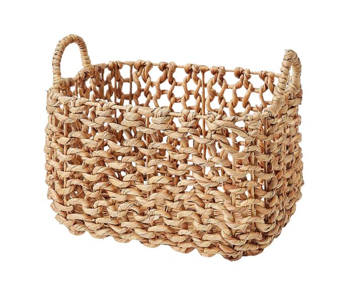 **[Target open weave rectangular basket, $20, Catch.com.au](https://www.catch.com.au/product/target-open-weave-rectangular-storage-basket-medium-brown-6381373|target="_blank"|rel="nofollow")**
<br></br>
Wall-mounted, open laundry shelving can quickly look untidy when products, blankets and other items start to pile up. Keeping like items stored together in stylish baskets will not only *look* neater, it will allow for easy retrieval of items as well. Rectangular baskets will also make use of every inch of available shelving space.
<br>
**[SHOP NOW](https://www.catch.com.au/product/target-open-weave-rectangular-storage-basket-medium-brown-6381373|target="_blank"|rel="nofollow")**