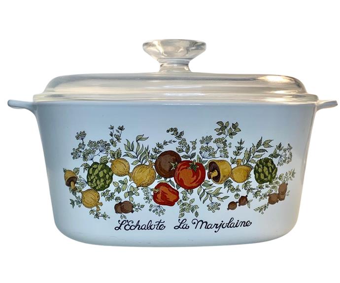This 3-quart casserole dish featuring a rare 'Spice of Life' pattern is [listed for sale on Etsy](https://www.etsy.com/au/listing/991172384/rare-vintage-discontinued-corning-ware|target="_blank"|rel="nofollow") with a price guide of $26,478.08 (AUD).
