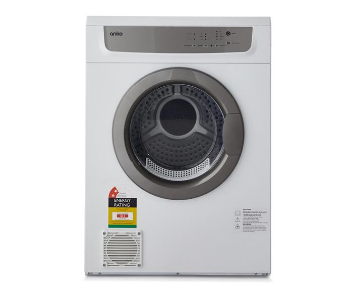 If you usually air dry your clothing, but want a cheap and cheerful backup to get you through bouts of inclement weather, at less than $400, the **[7kg vented dryer, $349](https://www.kmart.com.au/product/7kg-vented-dryer/3955342|target="_blank"|rel="nofollow")** is an option worth considering. 