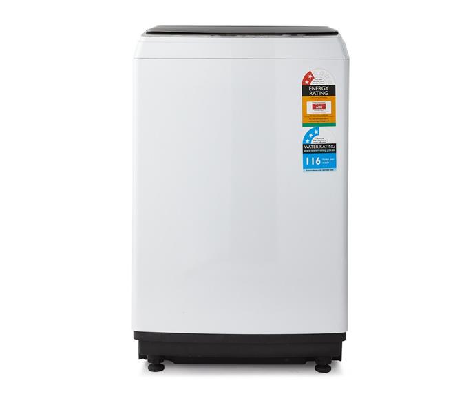 Soak and wash up to 8kg of washing with the **[8kg top load washing machine, $419](https://www.kmart.com.au/webapp/wcs/stores/servlet/ProductDisplay?partNumber=P_43114597&storeId=10701&catalogId=10102|target="_blank")**. For a single- or two-person household, check out the **[5.5kg top load washing machine, $349](https://www.kmart.com.au/webapp/wcs/stores/servlet/ProductDisplay?partNumber=P_43114566&storeId=10701&catalogId=10102|target="_blank")**.