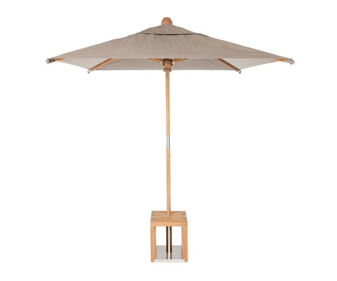 **[Ayr umbrella, $1599, Eco Outdoor](https://www.ecooutdoor.com.au/products/outdoor-furniture/outdoor-umbrellas/umbrella/ayr/|target="_blank"|rel="nofollow")**

The Ayr outdoor umbrella and stand set makes the perfect addition to any pool party or barbecue. Made from solid teak, this understated set is ideal for outdoors entertaining in harsher climates. **[SHOP NOW.](https://www.ecooutdoor.com.au/products/outdoor-furniture/outdoor-umbrellas/umbrella/ayr/|target="_blank"|rel="nofollow")**