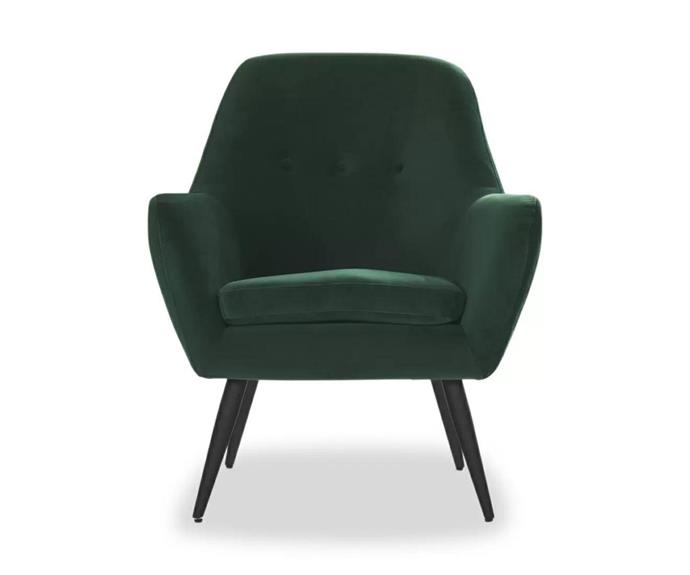 **[Sally velvet accent chair in florentine forest green, $299, LoungeLovers](https://www.loungelovers.com.au/sally-accent-armchair-green-velvet|target="_blank"|rel="nofollow")** 
<br> 
Sitting in a velvet armchair can feel like a big hug, which is what you need when you're waking in the middle of the night to attend to your little one. While this armchair isn't specifically designed for feeding, it is compact enough for a small space and features a luxe padded construction complete with durable, polyester fabric. And, at well under $500, it's an affordable and stylish option for parents on a budget.