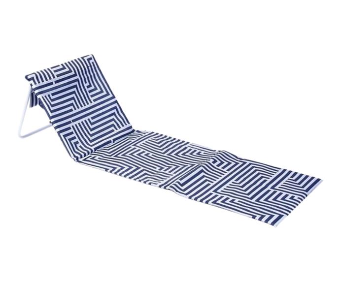 **[Lazy Dayz fold up beach lounger, $74.95, Myer](https://www.myer.com.au/p/lazy-dayz-fold-up-beach-lounger-makena|target="_blank"|rel="nofollow")**

Feeling particularly lazy this summer? Take a load off in style with this fold up beach mat that features a reclinable back rest, a handy storage pouch and a geometric blue and white design. **[SHOP NOW.](https://www.myer.com.au/p/lazy-dayz-fold-up-beach-lounger-makena|target="_blank"|rel="nofollow")**