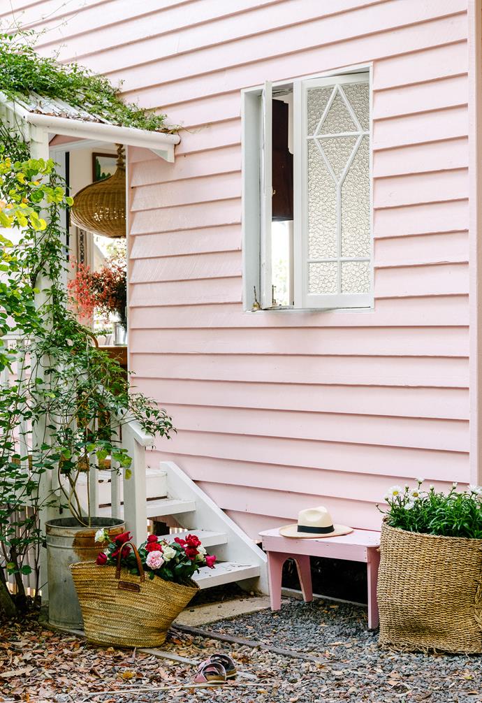 The soft pink of the house blends beautifully with the sunsets and sunrises, says Rachel.