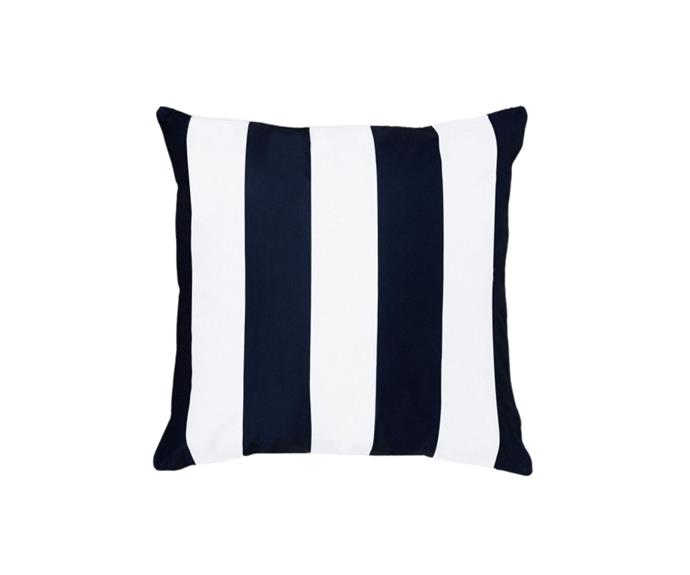 **[OUTDOOR STRIPE CUSHION IN NAVY, $42, DOMAYNE](https://www.domayne.com.au/outdoor-stripe-cushion-navy.html|target="_blank"|rel="nofollow")** 

Add a touch of that coveted coastal charm to your outdoor setup with this striped iteration. Available in three different colourways, it's crafted from polyester material and guaranteed to withstand even the harshest of UV rays. Consider it a win for waterproof *and* weatherproof fabric. **[SHOP NOW.](https://www.domayne.com.au/outdoor-stripe-cushion-navy.html|target="_blank"|rel="nofollow")**