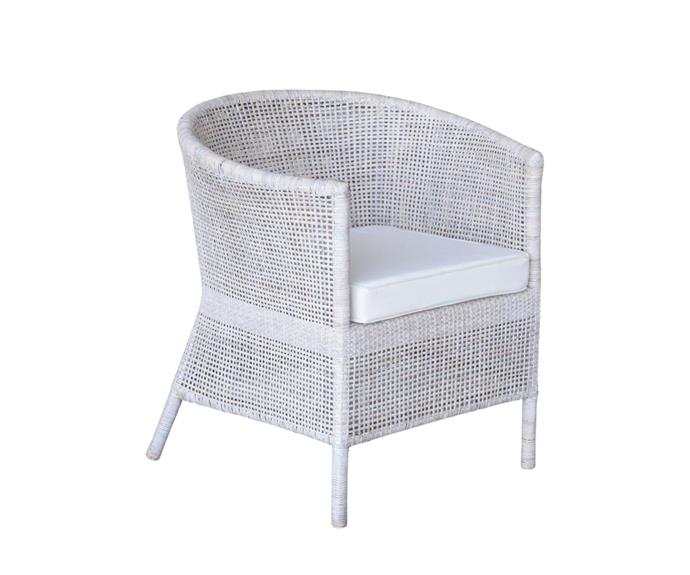 **[VERANDAH CHAIR, $529, INTERIORS ONLINE](https://interiorsonline.com.au/products/verandah-chair-1|target="_blank"|rel="nofollow")**

For the Scandi-lovers amongst us, a white rattan chair might suit your home best. This sweet creation in white would be a subtle rattan choice for a living room, bedroom or even bathroom. **[SHOP NOW.](https://interiorsonline.com.au/products/verandah-chair-1|target="_blank"|rel="nofollow")** 