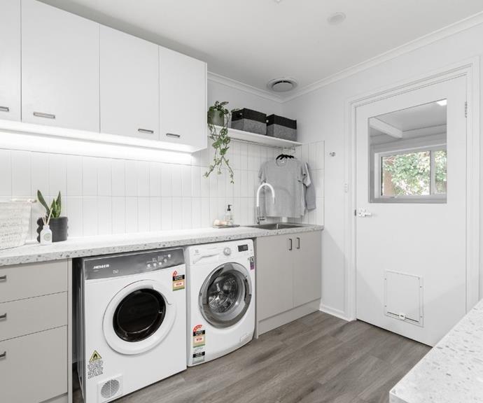**Neutral tones**    

A fresh coat of white paint and modern flooring can transform any space, including this calming and spacious laundry that ticks all the boxes in terms of functionality and style. Spot the drying rack beneath the cabinetry: it's a brilliant DIY solution that maximises hanging space.        


This [fresh laundry room](https://www.bunnings.com.au/diy-advice/home-improvement/make-it-happen/laundry-makeover|target="_blank"|rel="nofollow") was created for Bunnings' *Make It Happen* series, where the team from Bunnings help DIY beginners transform their homes. To discover more great advice, watch the full series [here](https://www.bunnings.com.au/diy-advice/home-improvement/make-it-happen|target="_blank"|rel="nofollow").