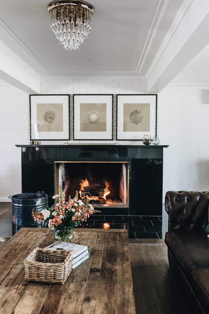 [Bundara Farm, located in New South Wales' South Coast](https://www.homestolove.com.au/bundara-farm-berry-23386|target="_blank"), hosts a set of dedicated entertaining spaces, many of which are centred around large granite fireplaces, like the above.