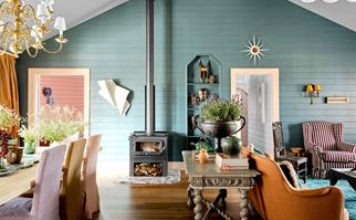 colourful country living room with antique furniture