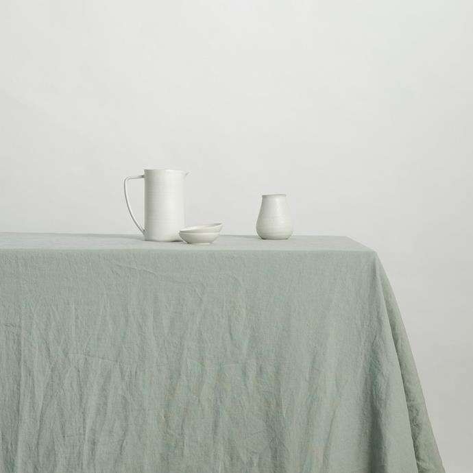 **[Linen Tablecloth in Sage, from $145, Cultiver](https://cultiver.com.au/products/linen-tablecloth-sage?size=Small%20150cm%20x%20240cm|target="_blank"|rel="nofollow")**

Timeless and luxurious, this delightful tablecloth is made from 100% European flax linen. This simple yet chic design comes in 16 different colours, including Olive and Cinnamon, and is available in four different sizes so you can select the perfect look for your table and space. **[SHOP NOW.](https://cultiver.com.au/products/linen-tablecloth-sage?size=Small%20150cm%20x%20240cm|target="_blank"|rel="nofollow")**