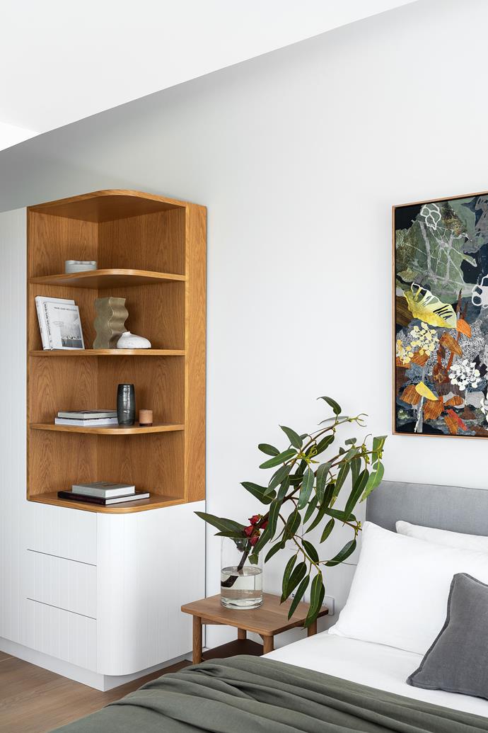 Above the bed, the 'On a Slow Walk' artwork by Nicola Moss was purchased from Arthouse Gallery.