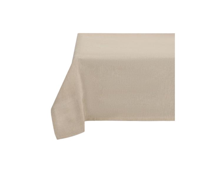 **[Beige Linen Look Tablecloth, $12](https://www.kmart.com.au/product/beige-linen-look-tablecloth/806939|target="_blank"|rel="nofollow")**

The **[Beige linen-look tablecloth](https://www.kmart.com.au/product/beige-linen-look-tablecloth/806939|target="_blank"|rel="nofollow")** is the perfect base for any setting. A must-have basic for every entertainer, team it with classic white or navy, or with the divine earthy hues shown here.