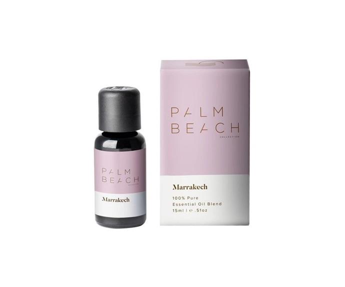 **[Palm Beach Collection Marrakech Essential Oil Blend 15ml, $29.95, Myer](https://www.myer.com.au/p/palm-beach-collection-marrakech-essential-oil-15ml|target="_blank"|rel="nofollow")**<br>
This travel-inspired blend is set to take your senses away to European shores. A mix of sweet orange, ylang ylang, cardamom, patchouli, bergamot, jasmine, rose maroc, clove and sandalwood, Marrakech will help you to drift and reset, whilst providing the double benefit of aiding digestion and soothing irritated skin. **[SHOP NOW](https://www.myer.com.au/p/palm-beach-collection-marrakech-essential-oil-15ml|target="_blank"|rel="nofollow")**