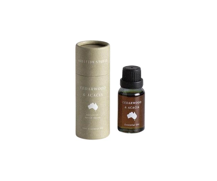 **[Addition Studio Cedarwood and Acacia Essential Oil, $35 (usually $39.95), Aura Home](https://www.aurahome.com.au/cedarwood-acacia-essential-oil-by-addition-studio|target="_blank"|rel="nofollow")**<br>
Invigorating and energizing, Addition Studio's cedarwood and acacia oil combines all-natural Australian native ingredients. Add a few drops to your burner or diffuser to clear your mind and scent your home. **[SHOP NOW](https://www.aurahome.com.au/cedarwood-acacia-essential-oil-by-addition-studio|target="_blank"|rel="nofollow")**