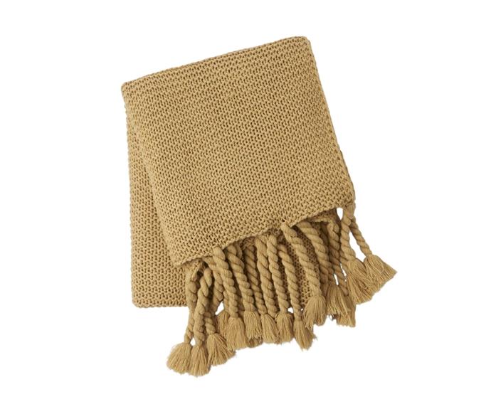 **[Morgan & Finch Chunky Throw, $69.95, Bed, Bath N' Table](https://www.bedbathntable.com.au/homewares/throws/chunky-mustard-070103|target="_blank"|rel="nofollow")**

Chunky, soft and in a creamy mustard, this affordable throw is ticking all the right boxes. Drape it on your sofa or bed and bring a little cosy colour into your home for the colder nights. **[SHOP NOW.](https://www.bedbathntable.com.au/homewares/throws/chunky-mustard-070103|target="_blank"|rel="nofollow")**