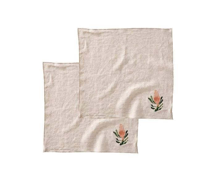 **[Habitation natural & green linen napkins, $29.99, on sale $14.99, Adairs](https://www.adairs.com.au/homewares/tableware/adairs/habitation-natural--green-linen-napkins-2-pack/|target="_blank"|rel="nofollow")**

Calling all bush lovers: we've found the sweetest napkin set for you. This prewashed linen features a natural background with a watercolour banksia flower in the bottom corner. A perfect housewarming gift evocative of native Australian flora. **[SHOP NOW.](https://www.adairs.com.au/homewares/tableware/adairs/habitation-natural--green-linen-napkins-2-pack/|target="_blank"|rel="nofollow")**