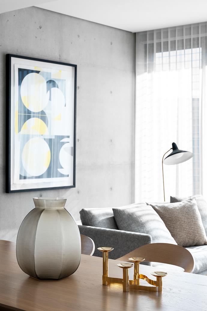Avoca sofa, Cosh Living. Guaxs vase, Conley & Co. Artwork by Kate Banazi, Curatorial+Co.