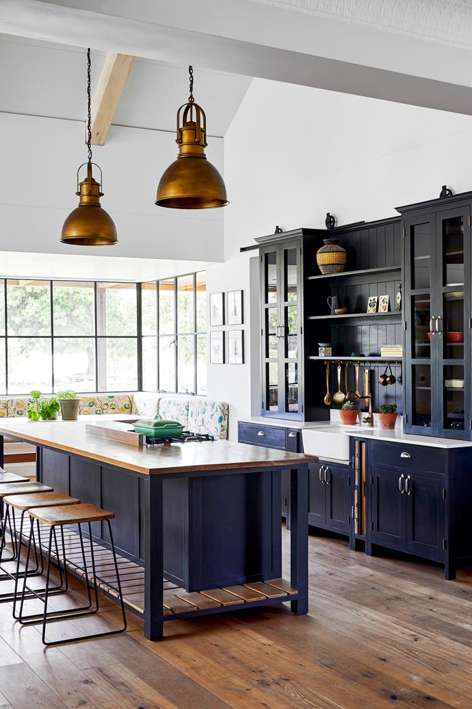 Mismatched lighting fixtures reflect Angela's preference for dressing a space with eclectic pieces (get the look with the Gelos Classic pendant light in Antique Brass from Oz Lights Direct). "I wanted it to look new but not too contemporary and old but not chiched," says Angela.