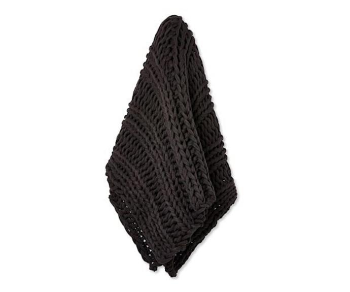 **[Newport chunky knit throw in Coal, $149.99 (was $199.99), Adairs](https://www.adairs.com.au/homewares/throws/home-republic/newport-coal-chunky-knit-throw/|target="_blank"|rel="nofollow")**
Soft to the touch, this moody-hued throw from would bring a modern, warm vibe to any bedroom. Drape it across the end of a white or neutral bed for a bold statement or combine with soft pastels for a sophisticated look.