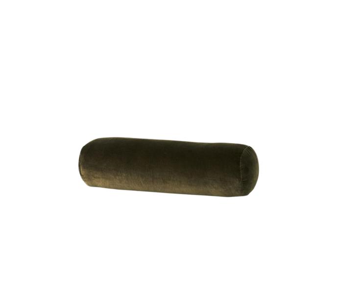 **[Luxury Velvet Bolster in Khaki, $69.95, Aura Home](https://www.aurahome.com.au/luxury-velvet-bolster-khaki|target="_blank"|rel="nofollow")**
If your space is lacking texture, this olive green cushion will do the trick. This design is available in a selection of colourways to perfectly suit your scheme, and the bolster shape will bring a classic elegance to your bed.