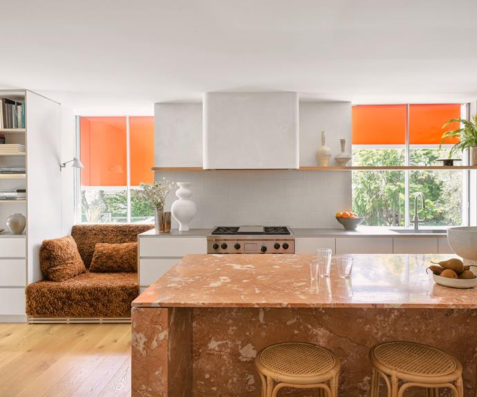 contemporary kitchen with orange tones