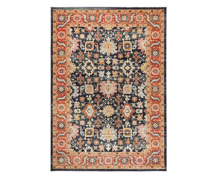 **[Rug Culture navy and tangerine Aztec rug, $529.95, Matt Blatt](https://www.mattblatt.com.au/mb/buy/rug-culture-rug-culture-xxl-navy-tangerine-vintage-look-aztec-rug-400-x-300cm-09375321885058/|target="_blank"|rel="nofollow")**

In true bohemian fashion, this vintage style rug incorporates bold colours like tangerine and cherry against darker hues within an intricate motif and a botanical border. Persian-inspired in pattern and woven in Turkey, this durable piece artfully elevates any area. **[SHOP NOW.](https://www.mattblatt.com.au/mb/buy/rug-culture-rug-culture-xxl-navy-tangerine-vintage-look-aztec-rug-400-x-300cm-09375321885058/|target="_blank"|rel="nofollow")**