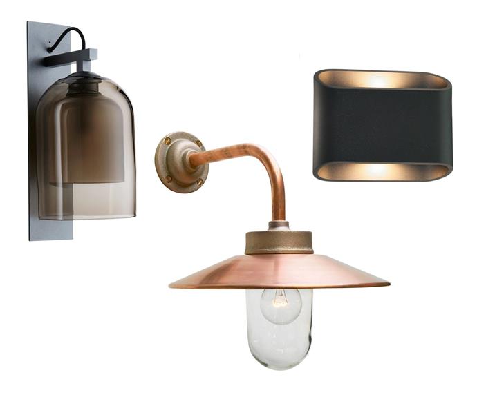 **LIGHT IT UP**<br>
Whether vintage, sophisticated or even brutalist, the light at your entry sets the tone for what lies beyond the front door. *Pictured* (left to right) **['Lumi' wall sconce, from $2000, Articolo](http://articololighting.com/|target="_blank"|rel="nofollow")**, **['Chelsea' outdoor wall light in Bronze, $1158, Dunlin](https://dunlin.com.au/products/chelsea-wall-light?_pos=4&_sid=dea4d3554&_ss=r|target="_blank"|rel="nofollow")**, **[Studio Italia Orsay up & down exterior light, $320, Mondoluce](https://www.mondoluce.com/collections/exterior-outdoor-wall-lights/products/orsay-up-down-exterior-light|target="_blank"|rel="nofollow")**.
