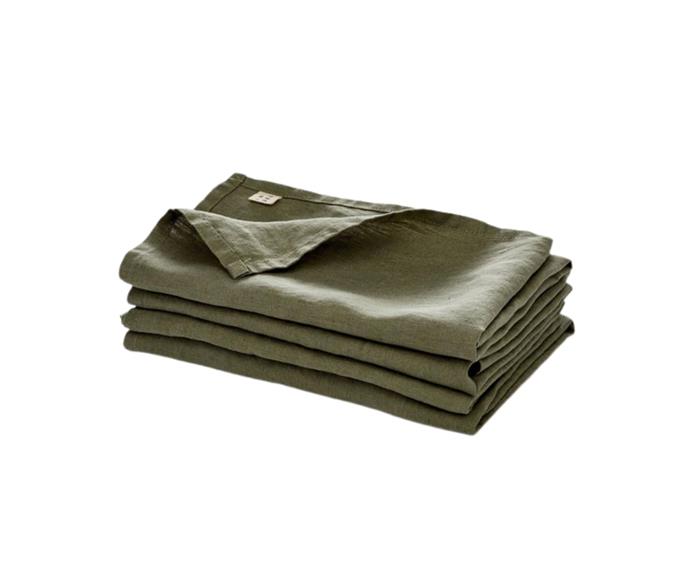 **[Linen napkin set in khaki by In Bed, $160](https://www.theiconic.com.au/linen-napkin-set-1299407.html|target="_blank"|rel="nofollow")** 
<br>
Dinner parties are back on our social calendars, so it's best to make sure you're prepared ahead of time. A set of chic linen napkins to dress your table to perfection will never go astray. **[SHOP NOW](https://www.theiconic.com.au/linen-napkin-set-1299407.html|target="_blank"|rel="nofollow").** 