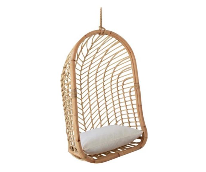 **[Palm Cove Living, The Palms rattan hanging chair, $569, Temple & Webster](https://www.templeandwebster.com.au/The-Palms-Rattan-Hanging-Chair-HDLI1002.html|target="_blank"|rel="nofollow")**<br>
With its slim design, The Palms hanging chair is much more compact and workable than others on the market – perfect for smaller-scale yards and patios. **[SHOP NOW](https://www.templeandwebster.com.au/The-Palms-Rattan-Hanging-Chair-HDLI1002.html|target="_blank"|rel="nofollow")**