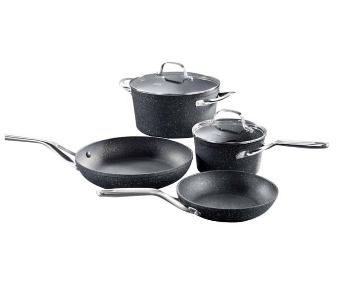 **[Baccarat Rock 4pc non-stick cookware set, $499.99, House](https://www.house.com.au/baccarat-rock-4-piece-non-stick-cookware-set-|target="_blank"|rel="nofollow")**

Having received the Canstar Blue Most Satisfied Customer award for cookwares in 2021, this Baccarat set will not disappoint. Featuring reinforced three-layer, non-stick surface for superior durability, this cookware allows great food release - scrapping the need to use additional oils or fats. Dishwasher and oven-safe, this set is as practical as it is sleek. **[SHOP NOW.](https://www.house.com.au/baccarat-rock-4-piece-non-stick-cookware-set-|target="_blank"|rel="nofollow")**
