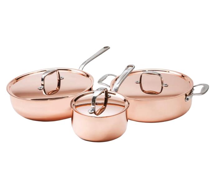 **[The Copper set 3pc cookware set, $2911, Made-in Cookware](https://madeincookware.com/products/copper-set/6-piece|target="_blank"|rel="nofollow")**

Made with 90 per cent copper and 10 per cent stainless steel, this rondeau, saucepan and saucier set offers premium conductivity, just like the cookware you'll find in high-end restaurants. With its rosy hue, this set will look especially perfect in homes with a farmhouse or country décor. **[SHOP NOW.](https://madeincookware.com/products/copper-set/6-piece|target="_blank"|rel="nofollow")**
