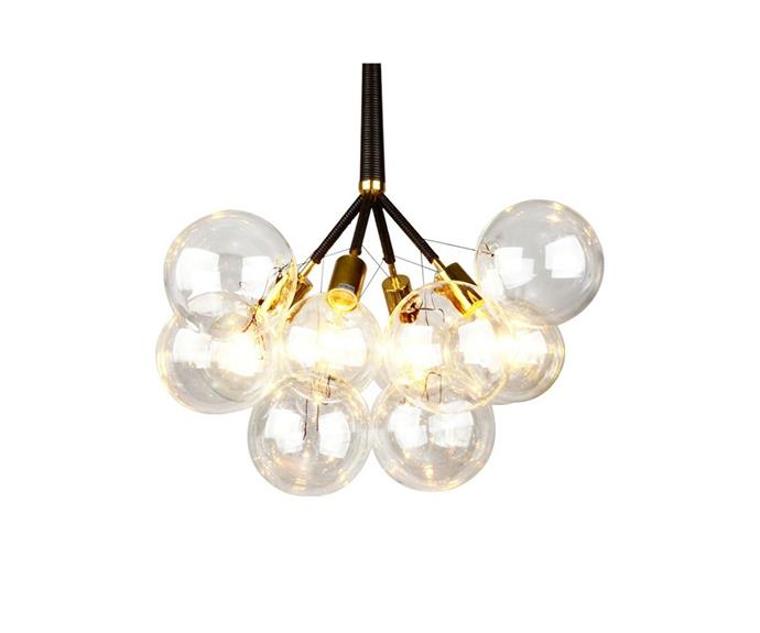 **[Replica Pelle bubble chandelier, $649.00, Zest Lighting](https://www.zestlighting.com.au/replica-pelle-bubble-chandelier/|target="_blank"|rel="nofollow")**

Committ fully to the bubble trend with a timeless design in statement lighting. The clever use of glass ensures a profusion of hand-blown glass bubbles froths lightly overhead, ensure life will always fizz with joy! Cotton cords are available in white or black. **[SHOP NOW.](https://www.zestlighting.com.au/replica-pelle-bubble-chandelier/|target="_blank"|rel="nofollow")**