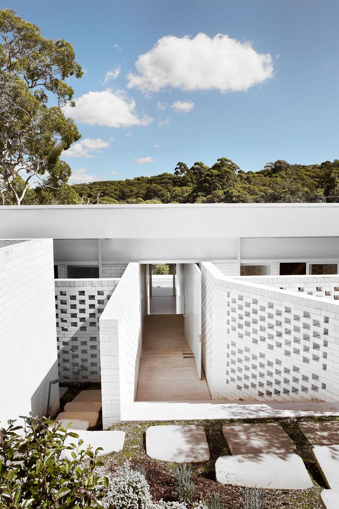 [This mid-century modern home](https://www.homestolove.com.au/mid-century-modern-house-national-park-23185|target="_blank") is situated in a flame zone – the highest bushfire category – so special attention had to be paid to the choice of materials. "We reviewed a number of material options and chose a slender, off-white brick, which we used inside and out," says Tony. "Brick is a non-combustible material and doesn't need painting or rendering, which can become costly."