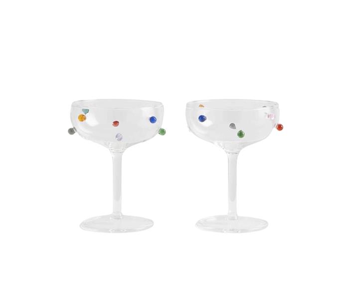 **[Pomponette champagne coupes, $139/set of 2, Maison Balzac](https://www.maisonbalzac.com/products/pomponette-coupes?variant=39628004229223|target="_blank"|rel="nofollow")**

For bubbles on your bubbles, this colourful duo will get the party started. We're thinking pink champagne or a fetching flourish for your favourite cocktail! **[SHOP NOW.](https://www.maisonbalzac.com/products/pomponette-coupes?variant=39628004229223|target="_blank"|rel="nofollow")**