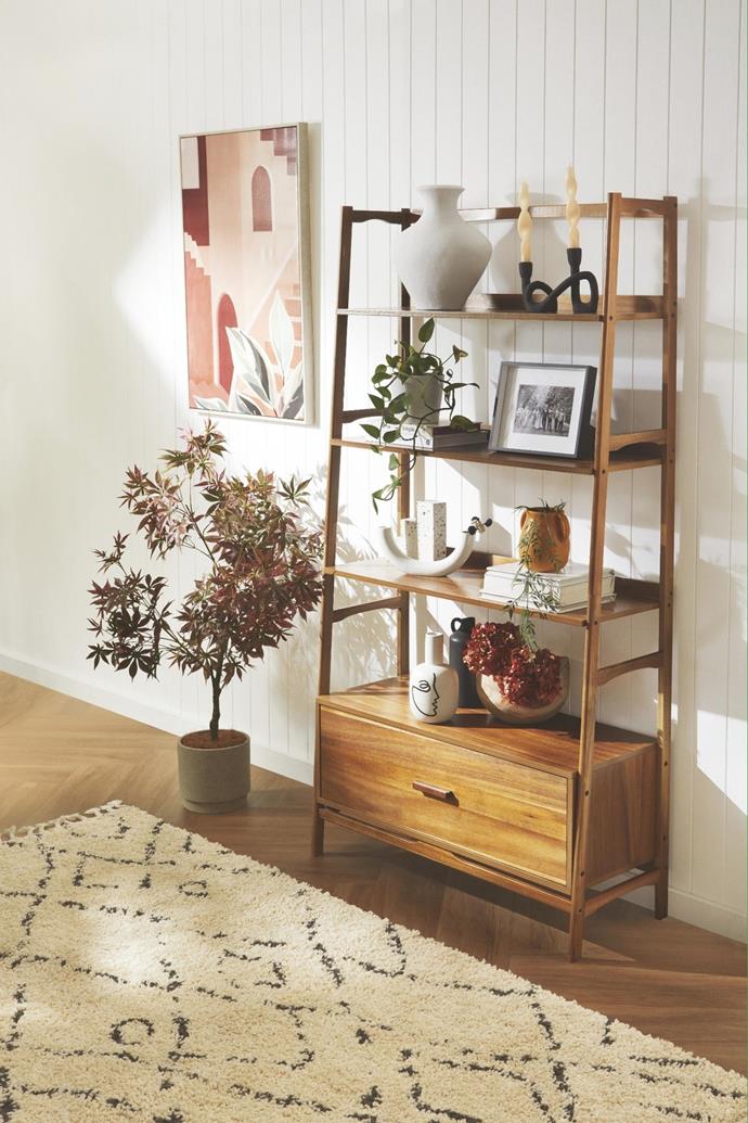 Endless potential. This stylish mid-century-style bookshelf makes an excellent storage solution for any room in the house.