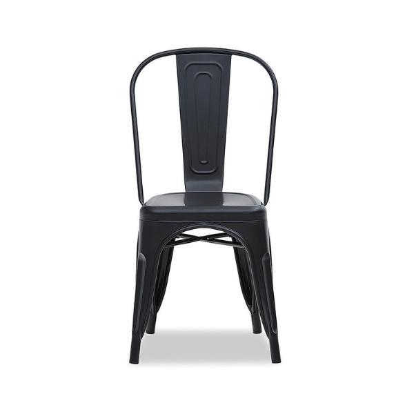 **[Harz dining chair in Matte Black, $42, Amart Furniture](https://www.amartfurniture.com.au/harz-717230003.html|target="_blank"|rel="nofollow")**<br>
With the rise of industrial style, this type of steel chair – originally known as the **Tolix chair** – is back in vogue. It was created when a zinc roofer, Xavier Pauchard, realised that metal could be protected from rust when galvanised in zinc. **[SHOP NOW](https://www.amartfurniture.com.au/harz-717230003.html|target="_blank"|rel="nofollow")**