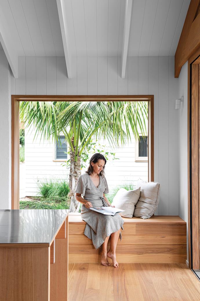 Lee-Anne is seated with the garage and gym/wellness room — housing a far infrared sauna, ice bath and weights — visible behind her. Cushions, [Our Corner Store](https://ourcornerstore.com.au/|target="_blank"|rel="nofollow").