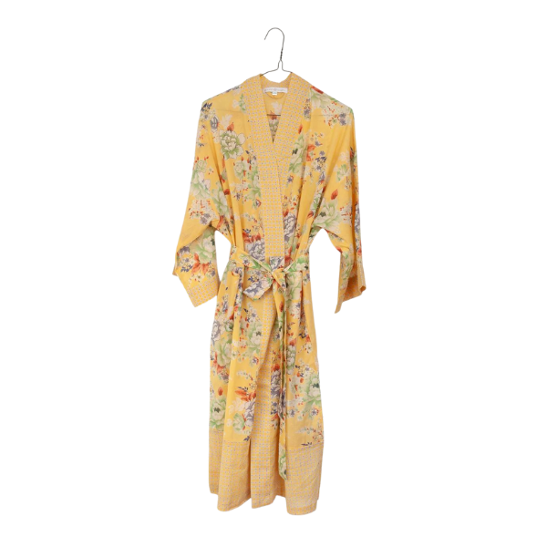 **[Kimono in Summer Peony, $85, Juniper Hearth](https://juniperhearth.com.au/collections/sleepwear/products/kimono-summer-peony|target="_blank"|rel="nofollow")**<br>
Screen printed in cheerful tones of sunshine yellow, soft green, white, brick orange and grey, this easy-wearing kimono is the perfect thing for mum to slip on at the end of the day. Ethically handmade from 100% cotton, this comfy kimomo is sourced from India and sold in Berry, NSW.