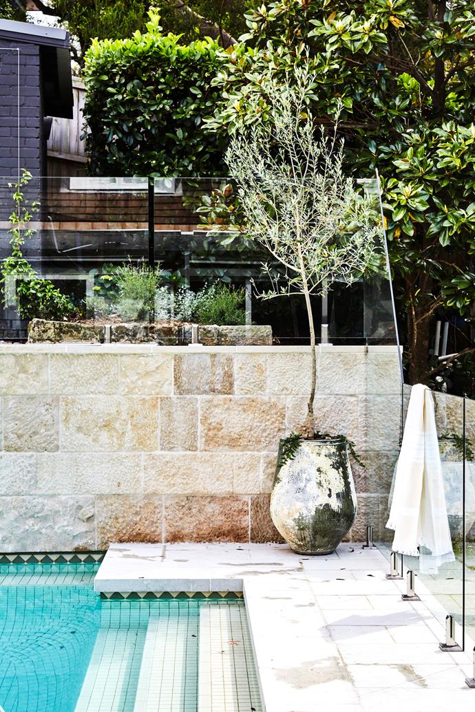 New pavers and limestone cladding from [Eco Outdoor](https://www.ecooutdoor.com.au/|target="_blank"|rel="nofollow") in the pool area.